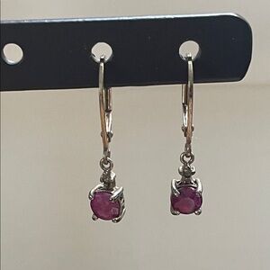 Ruby & 925 Sterling Silver Earrings